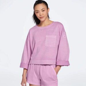 CALIA Purple Crop Crewneck Sweatshirt